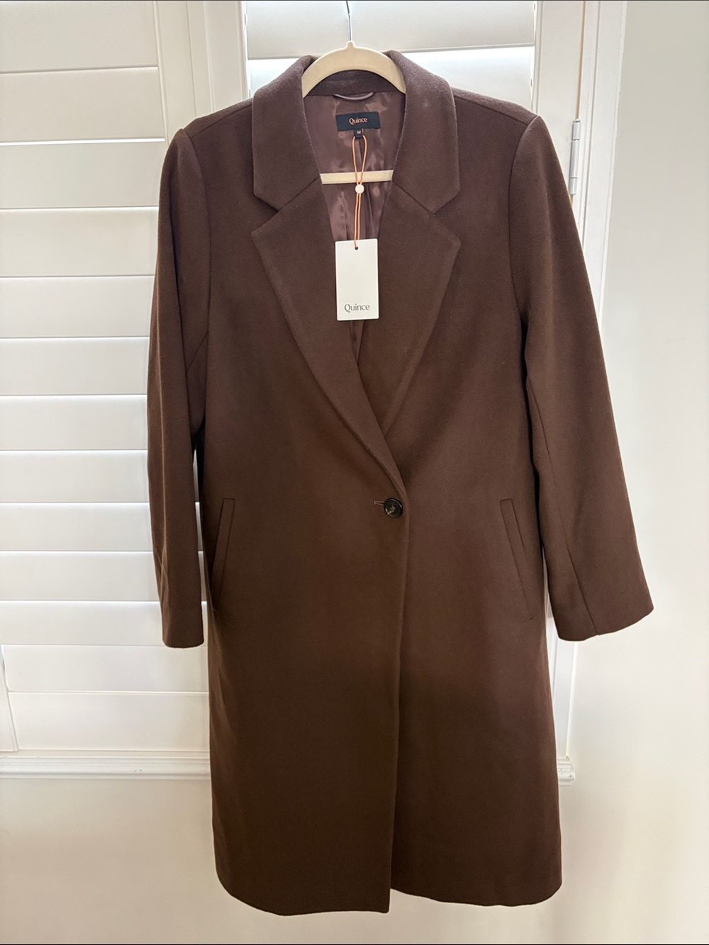 Quince Women's Single-Button Long Trench Coat — Deep Brown